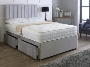 Modern Suede Apollo Divan Bed Set with Mattress Options