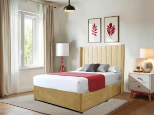 Naple Cream Milan Wingback Panel Divan Bed champagne