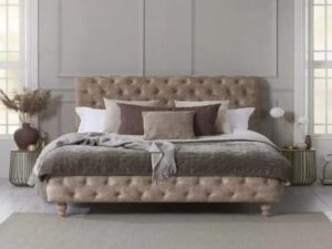 Lily Sleigh Beds Double – Crushed Velvet Sleigh Bed