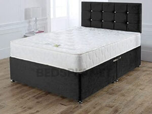 Black Crushed Velvet Divan Bed With Headboards