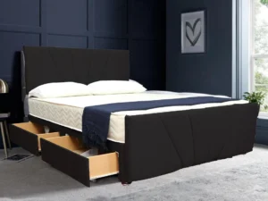 Elegance Suede King-Size Divan Bed With Storage Drawers