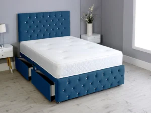 Milly Chesterfield Divan Bed Set With Footboard And Memory Orthopaedic Mattress