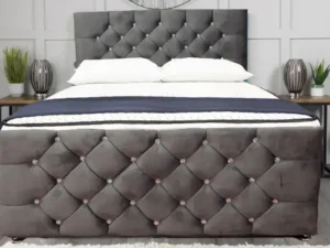 Luxury Sleep Grey Linen 6ft Storage Divan Bed with Mattress