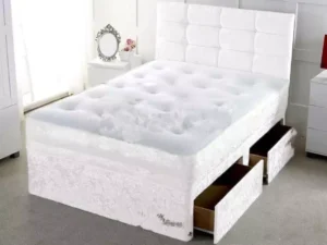 Moonlight White Crushed Velvet Bed Sets – Included Headboard
